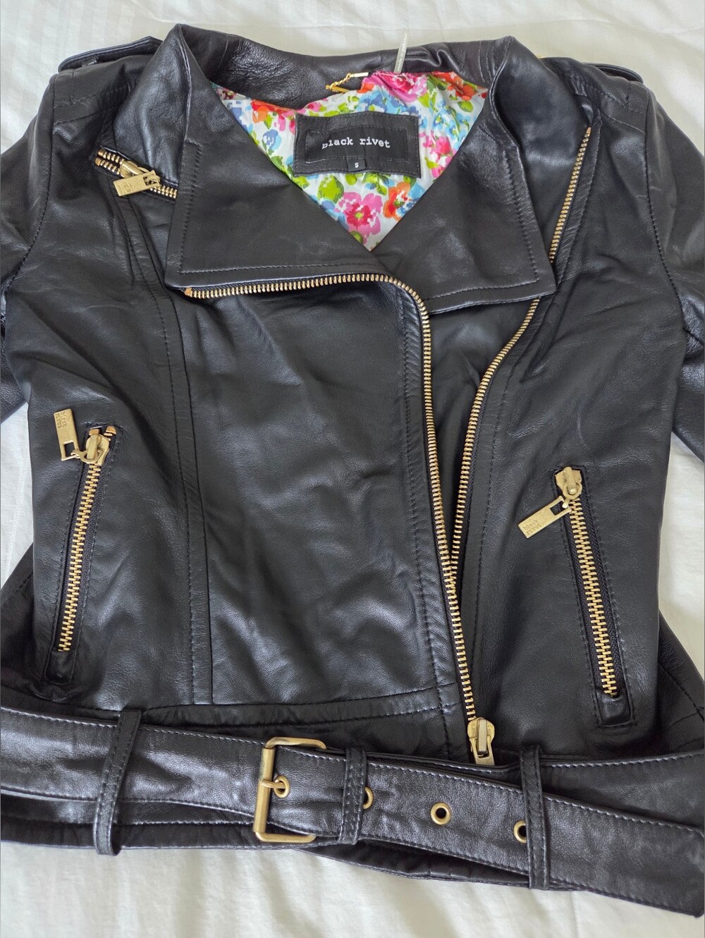 Genuine Leather Black Rivet Jacket - Picture 2 of 10